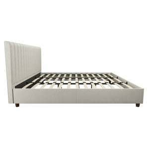 Novogratz Brittany Upholstered Bed with Storage Drawers - Gray - King