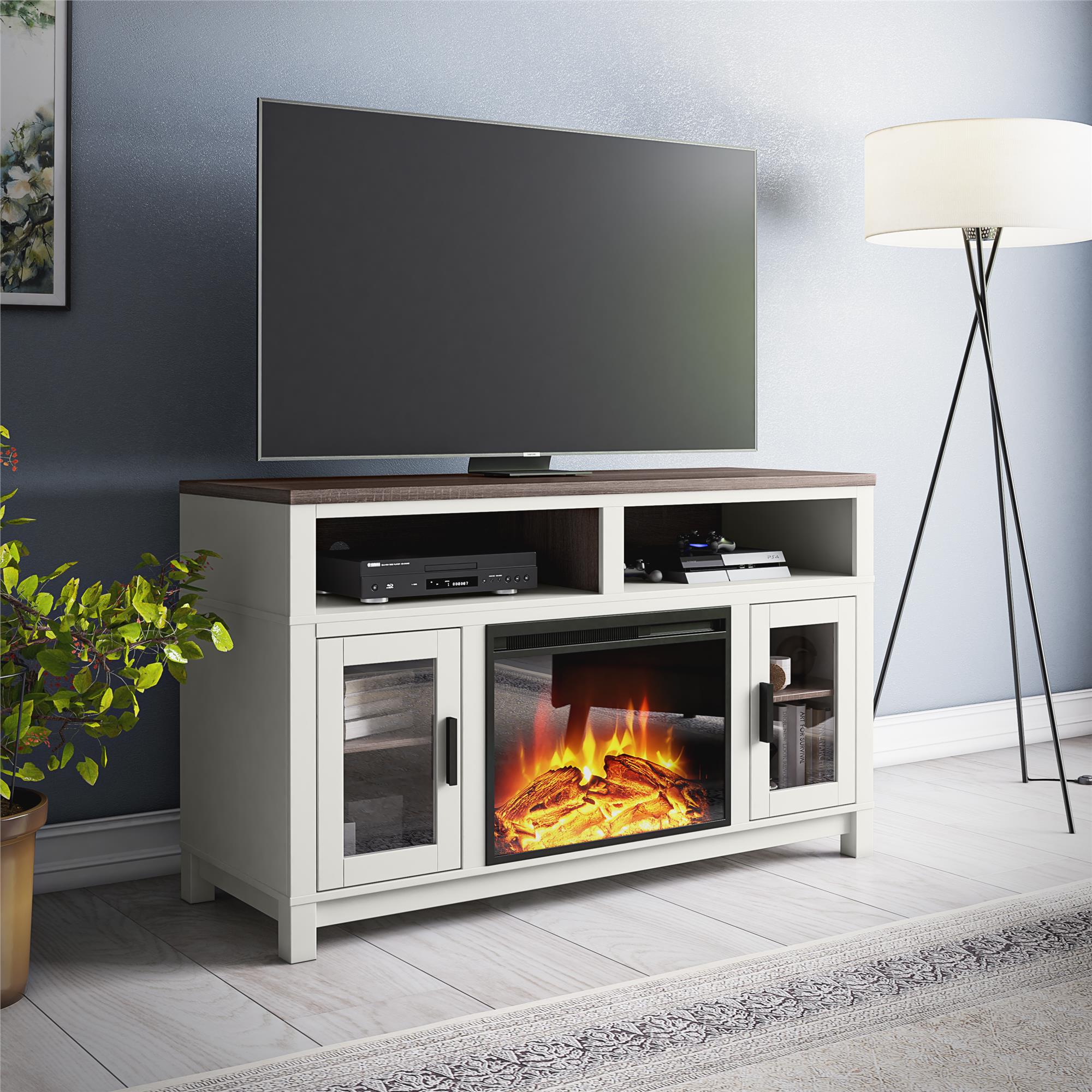 Ameriwood Home Carver Electric Fireplace TV Stand for TVs up to 60" - White