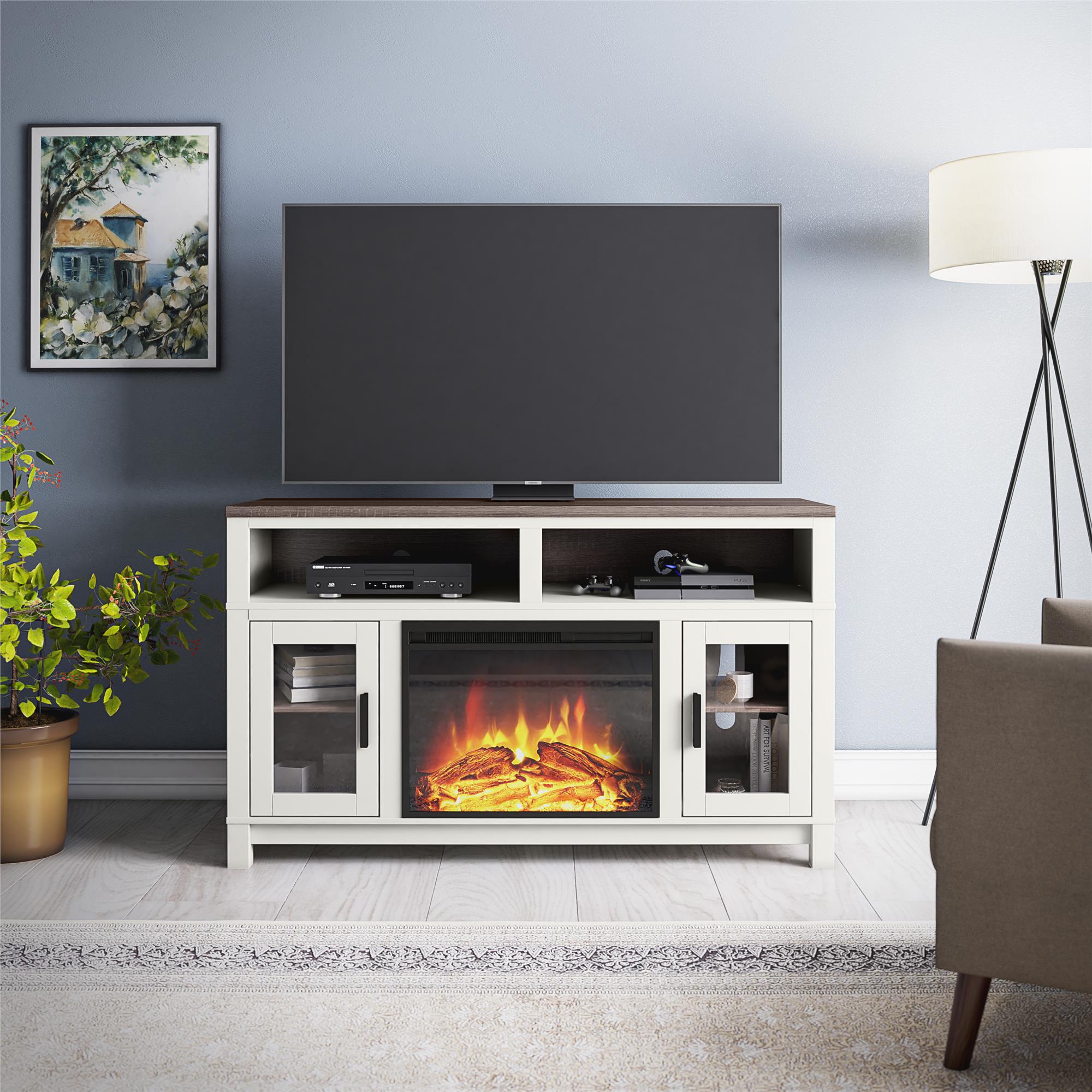 Ameriwood Home Carver Electric Fireplace TV Stand for TVs up to 60" - White