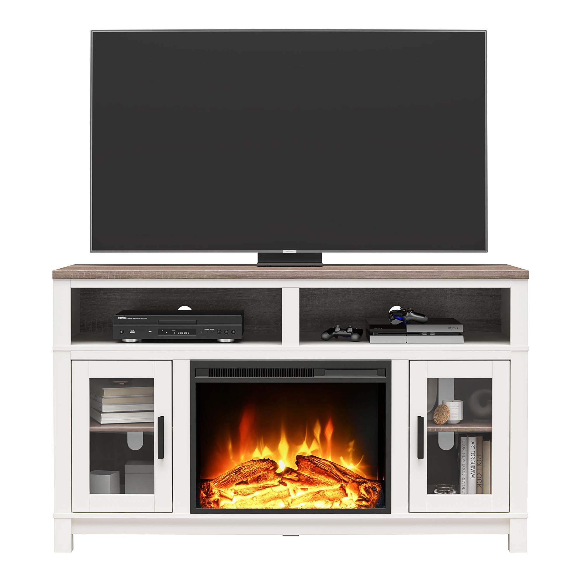 Ameriwood Home Carver Electric Fireplace TV Stand for TVs up to 60" - White
