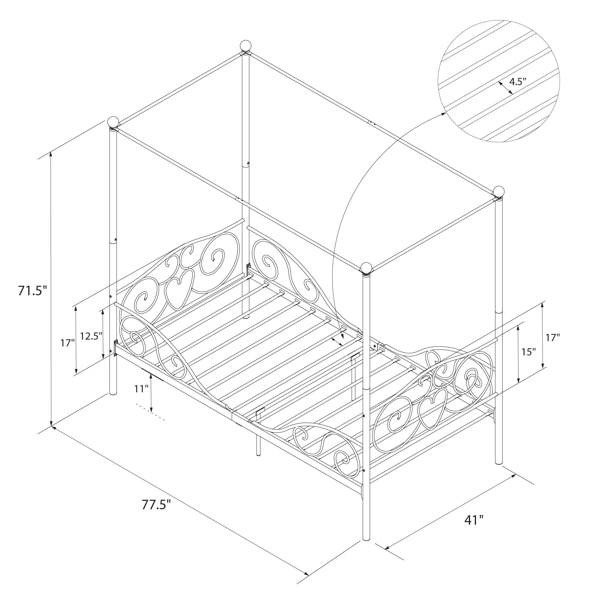 DHP Canopy Metal Bed - White - Twin