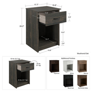 Ameriwood Home Classic Nightstand with Drawer - Black Oak