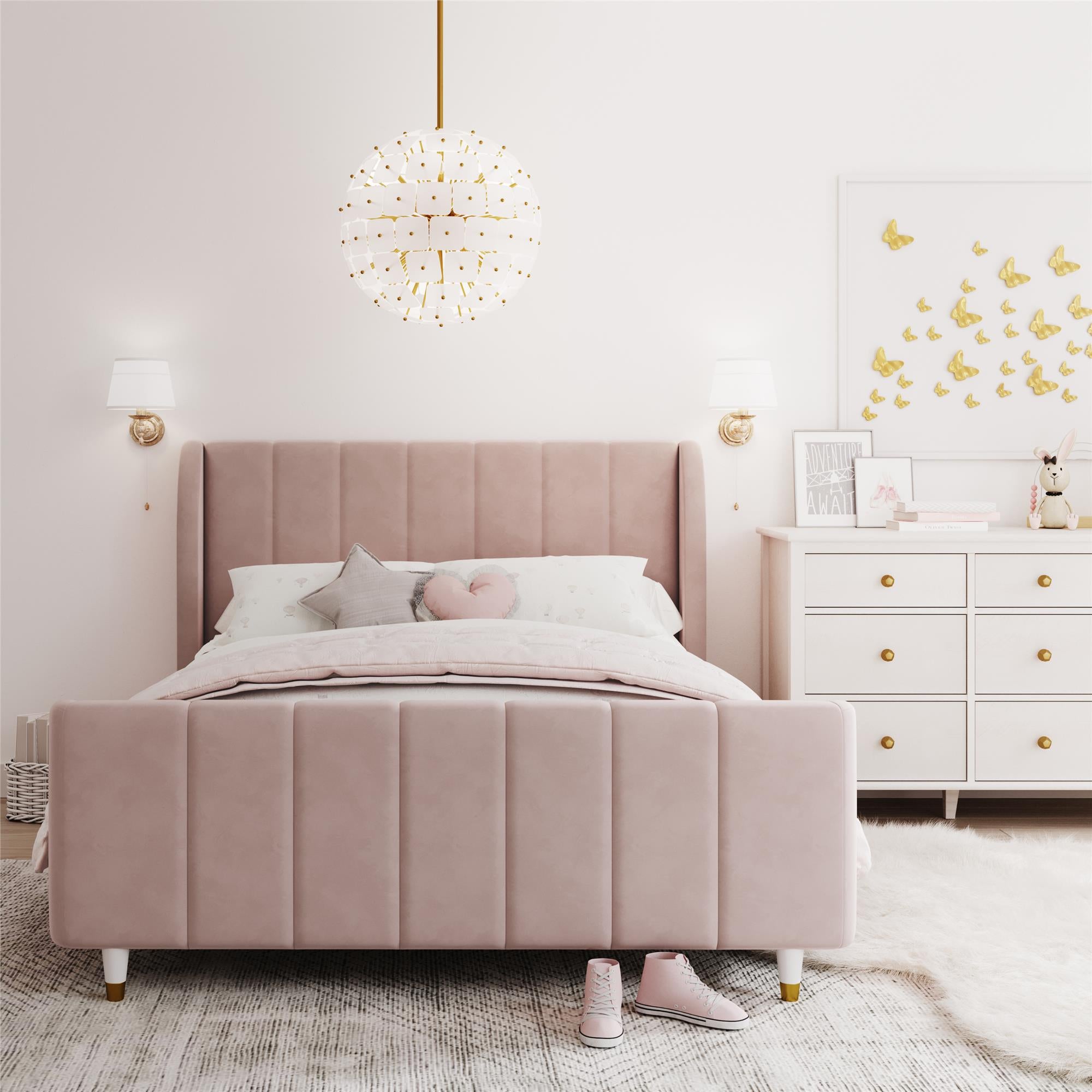 Max & Finn Valentina Upholstered Bed - Pink - Full