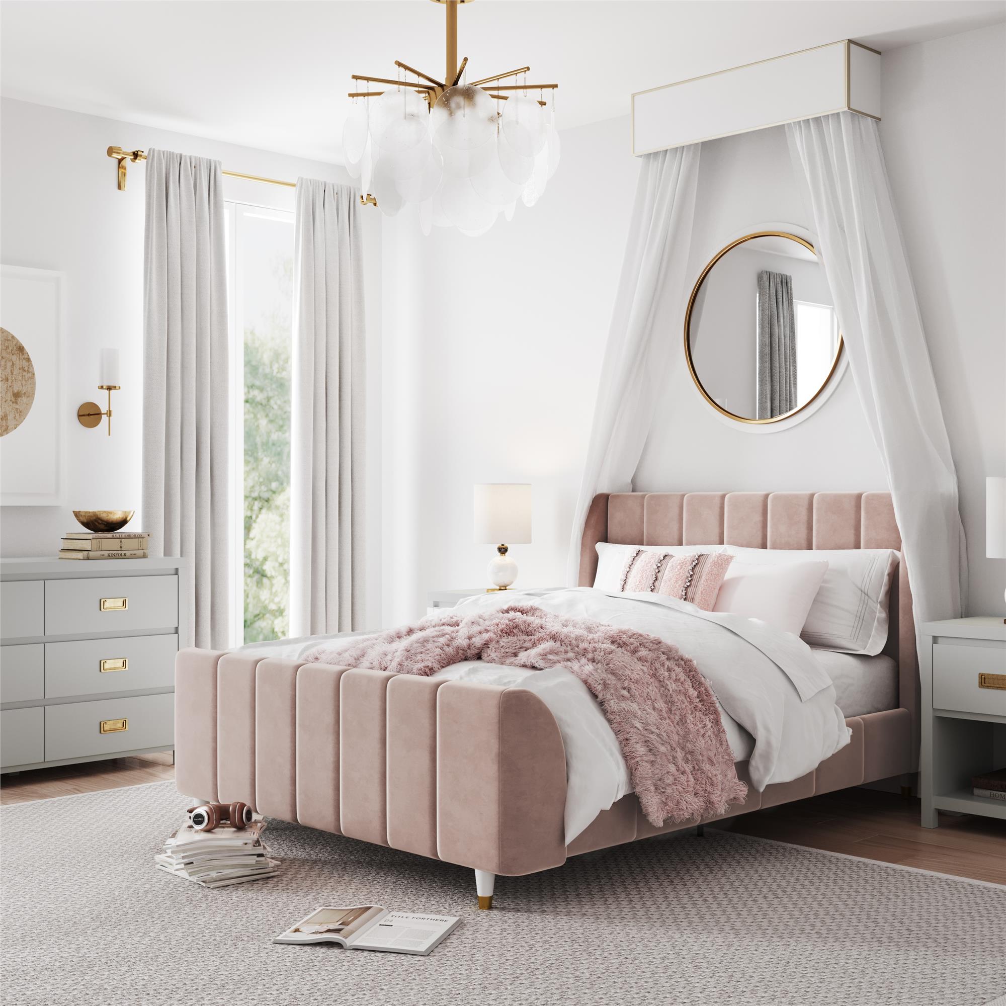 Max & Finn Valentina Upholstered Bed - Pink - Full