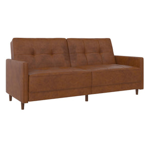 DHP Andora Futon Sofa Bed - Camel Faux Leather