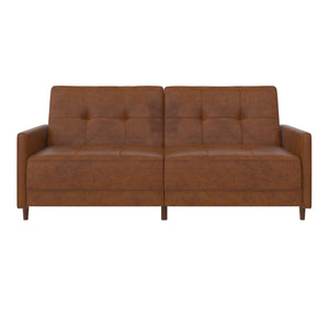 DHP Andora Futon Sofa Bed - Camel Faux Leather