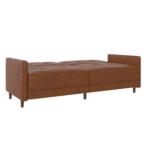 DHP Andora Futon Sofa Bed - Camel Faux Leather