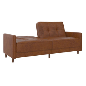 DHP Andora Futon Sofa Bed - Camel Faux Leather