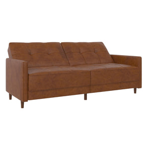 DHP Andora Futon Sofa Bed - Camel Faux Leather