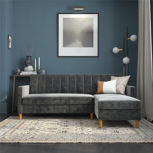 DHP Celine Futon Sectional Sofa with Storage - Dark Gray