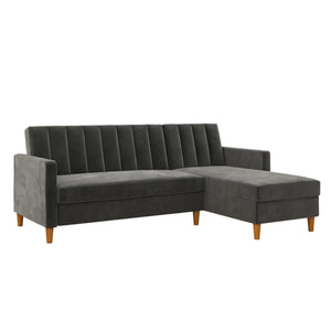 DHP Celine Futon Sectional Sofa with Storage - Dark Gray
