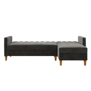 DHP Celine Futon Sectional Sofa with Storage - Dark Gray