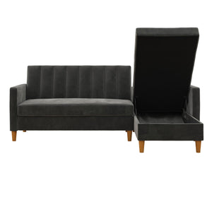 DHP Celine Futon Sectional Sofa with Storage - Dark Gray