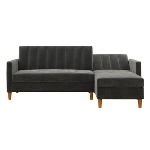DHP Celine Futon Sectional Sofa with Storage - Dark Gray