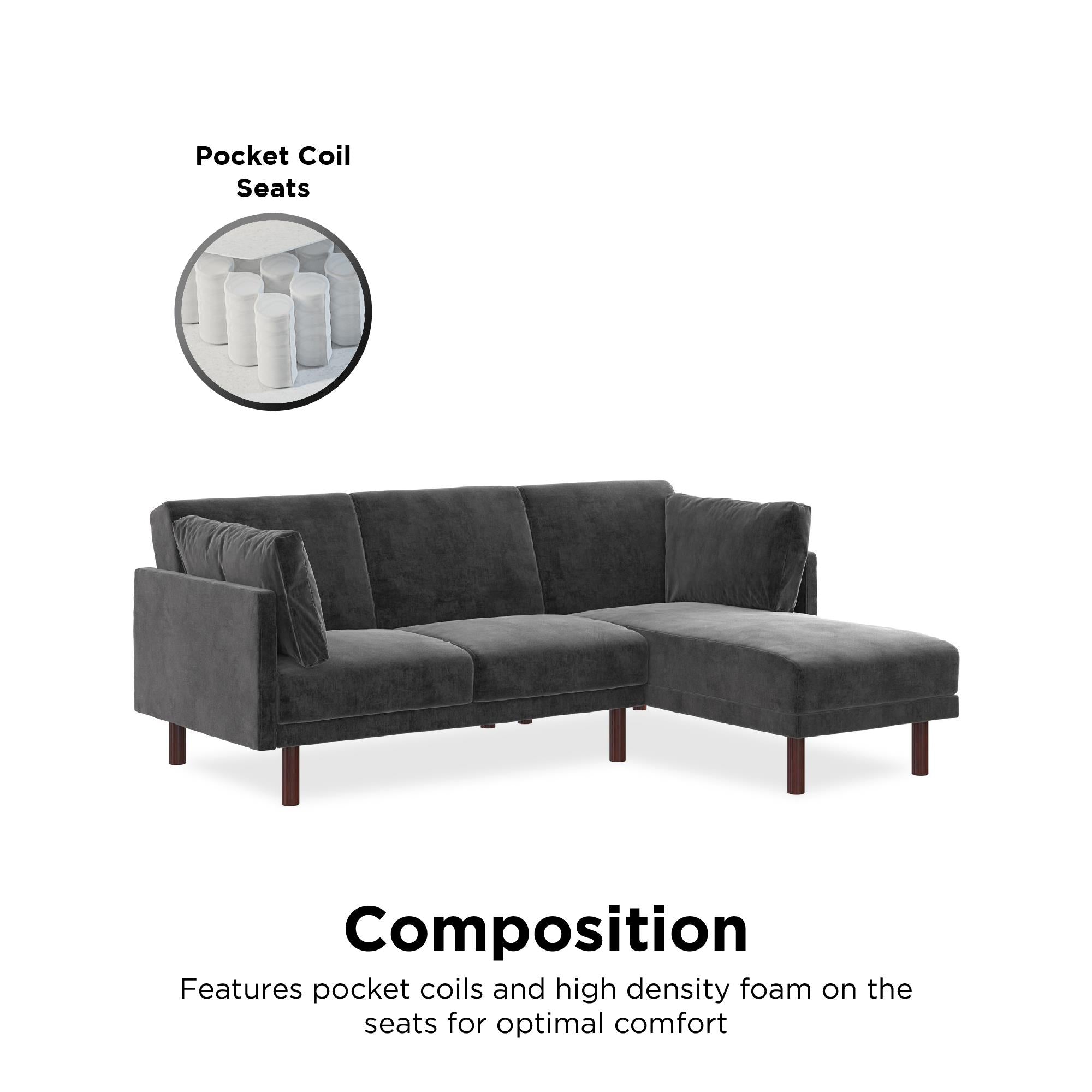 DHP Clair Sectional Sofa with Reversible Chaise - Dark Gray