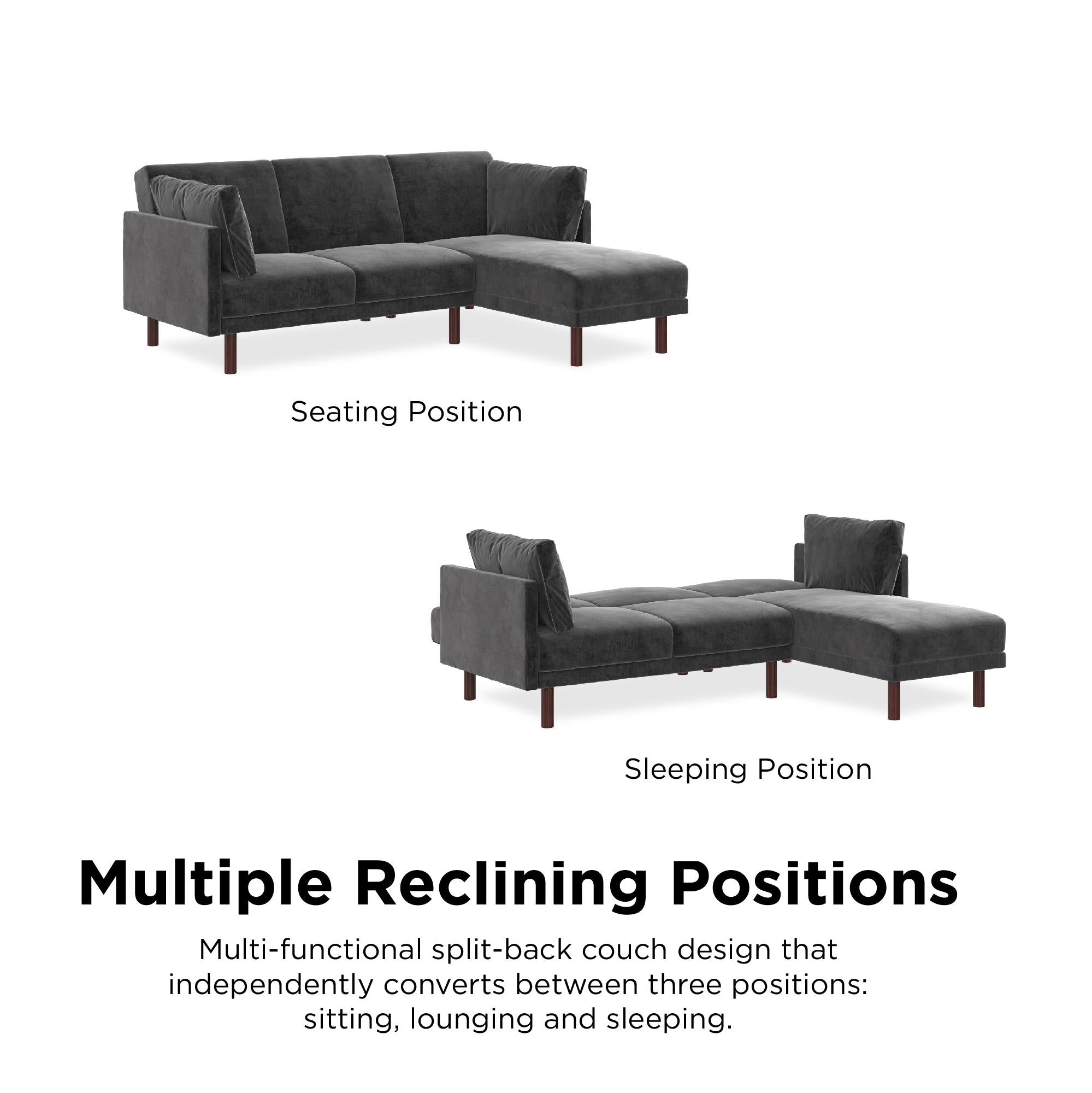DHP Clair Sectional Sofa with Reversible Chaise - Dark Gray