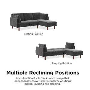 DHP Clair Sectional Sofa with Reversible Chaise - Dark Gray