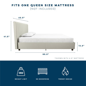 Novogratz Brittany Upholstered Bed with Storage Drawers - Gray - Queen