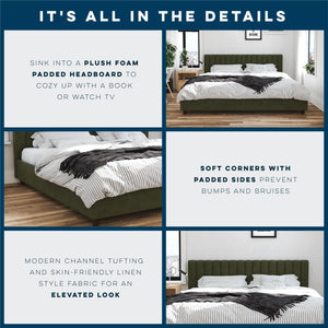 Novogratz Brittany Upholstered Bed with Storage Drawers - Green - King
