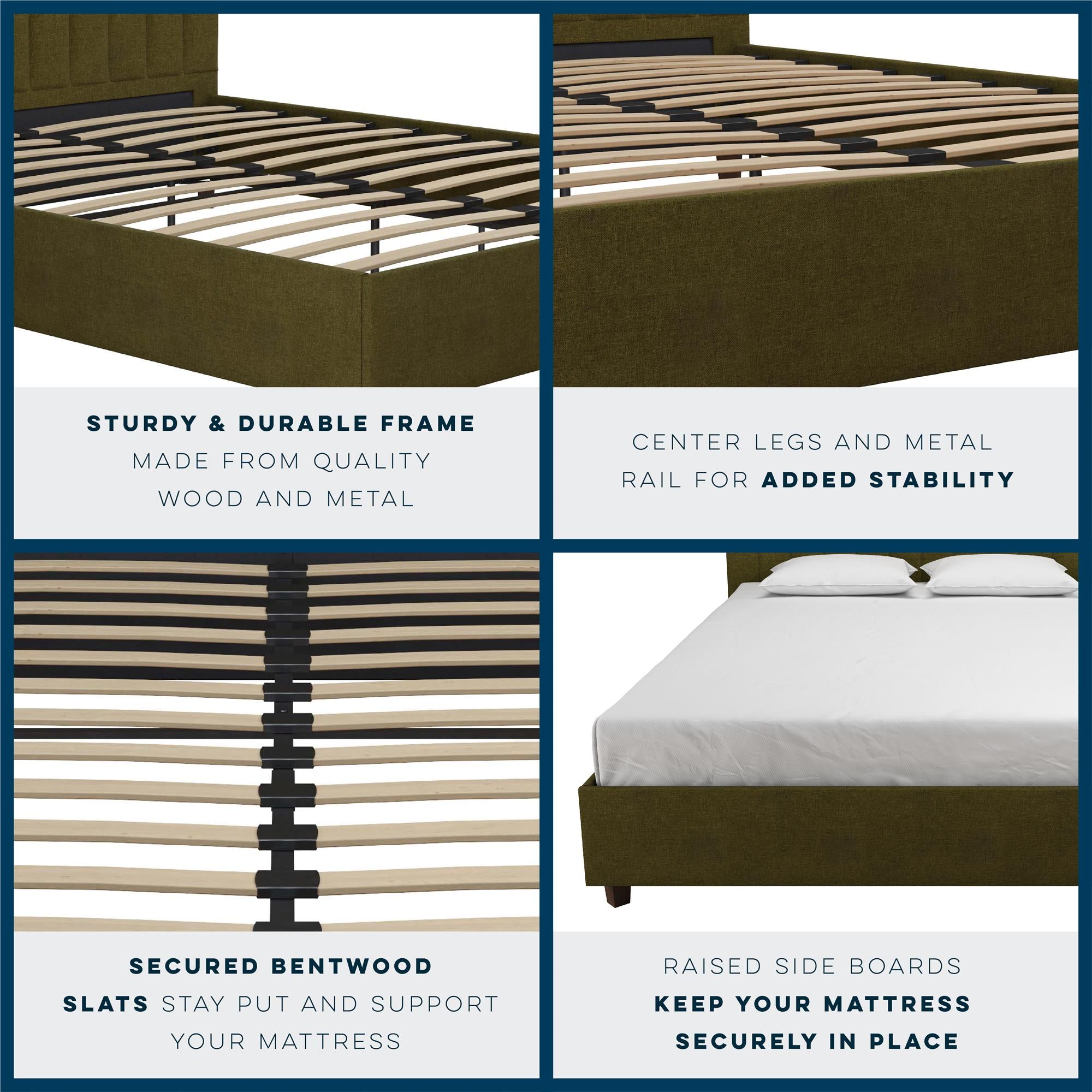 Novogratz Brittany Upholstered Bed with Storage Drawers - Green - Queen