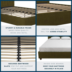 Novogratz Brittany Upholstered Bed with Storage Drawers - Green - Queen