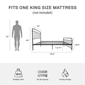 DHP Wallace Metal Bed Frame - Black - King