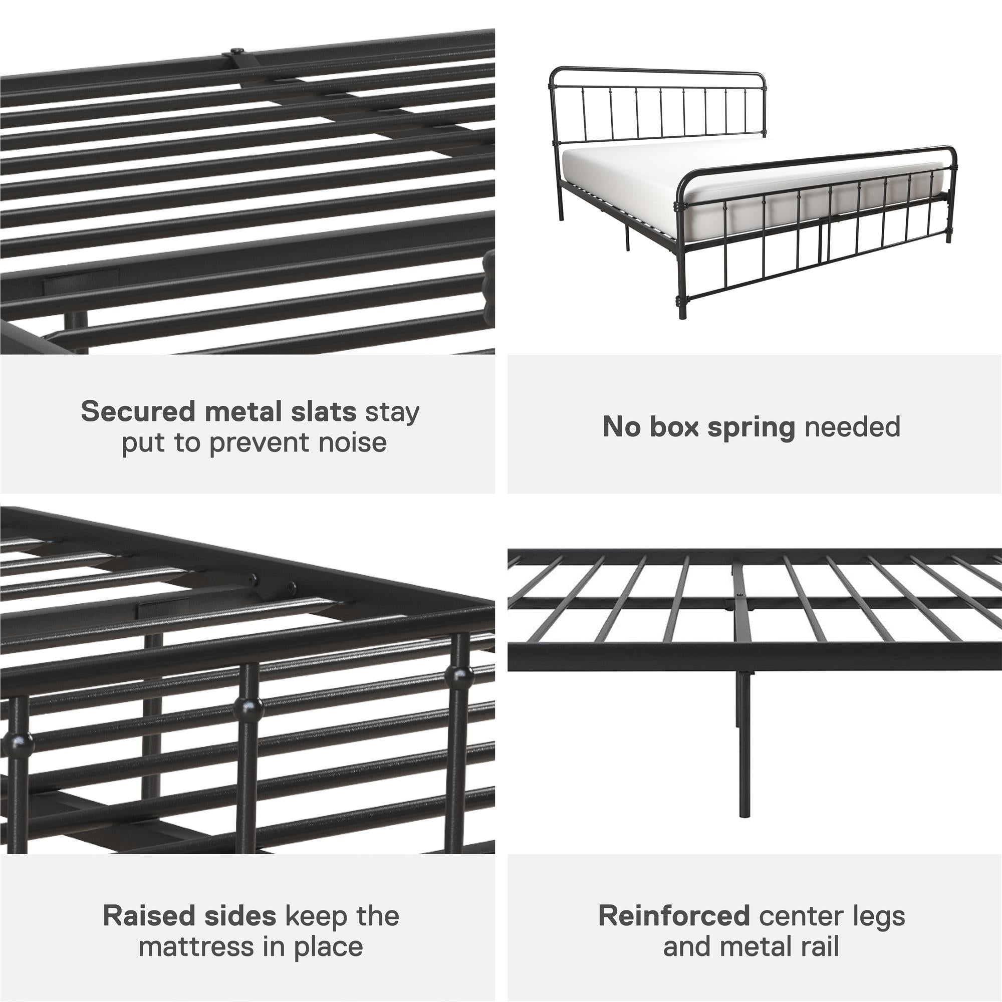 DHP Wallace Metal Bed Frame - Black - King