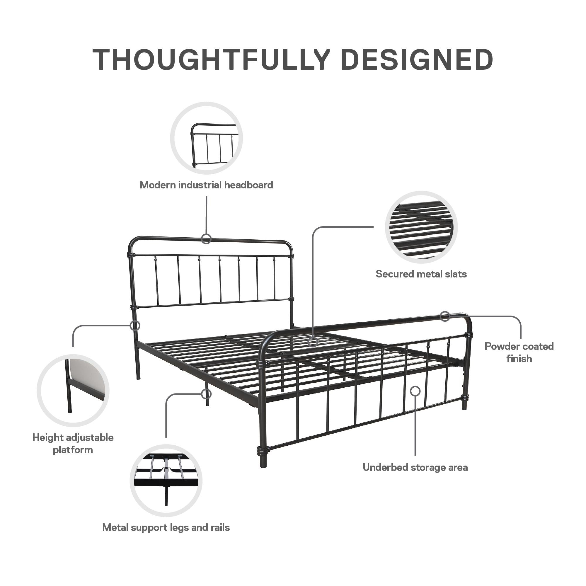DHP Wallace Metal Bed Frame - Black - Queen