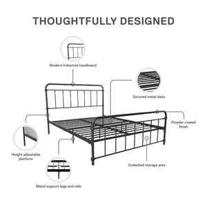 DHP Wallace Metal Bed Frame - Black - Queen