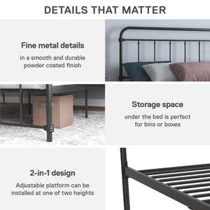 DHP Wallace Metal Bed Frame - Black - Queen