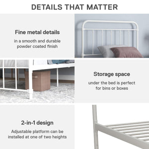 DHP Wallace Metal Bed Frame - White - Twin