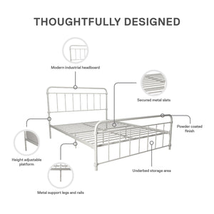 DHP Wallace Metal Bed Frame - White - Queen