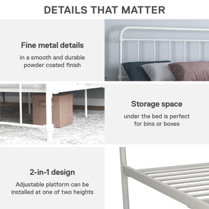 DHP Wallace Metal Bed Frame - White - Queen