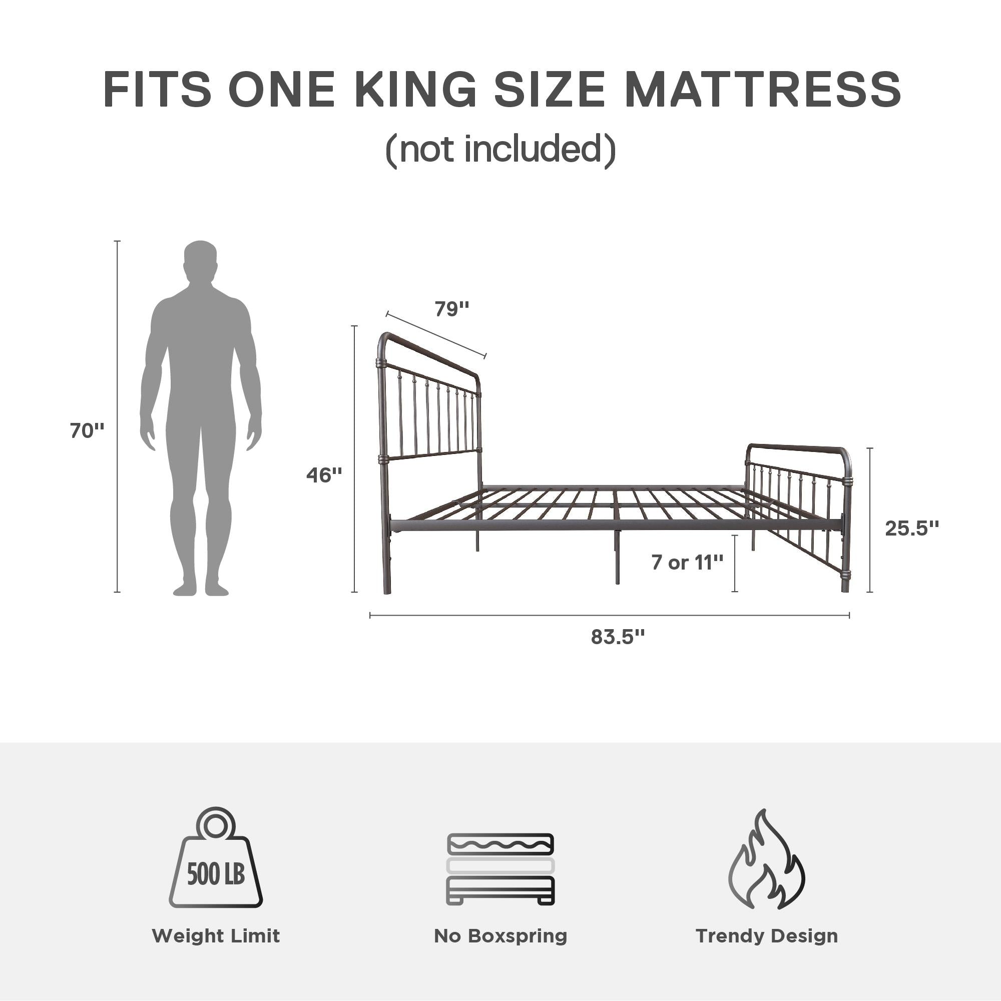 DHP Wallace Metal Bed Frame - Bronze - King