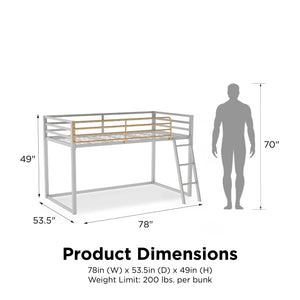 Little Seeds Monarch Hill Haven Twin Metal Junior Loft Bed - Dove Gray - Twin