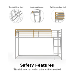 Little Seeds Monarch Hill Haven Twin Metal Junior Loft Bed - Dove Gray - Twin