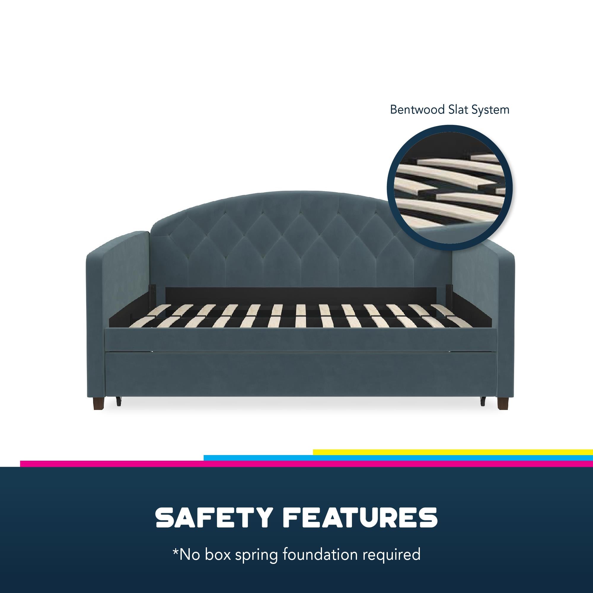 DHP Ilena Upholstered Daybed - Navy - Full-Over-Twin