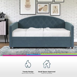 DHP Ilena Upholstered Daybed - Navy - Full-Over-Twin