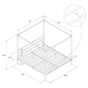 DHP Modern Metal Canopy Bed - Black - King