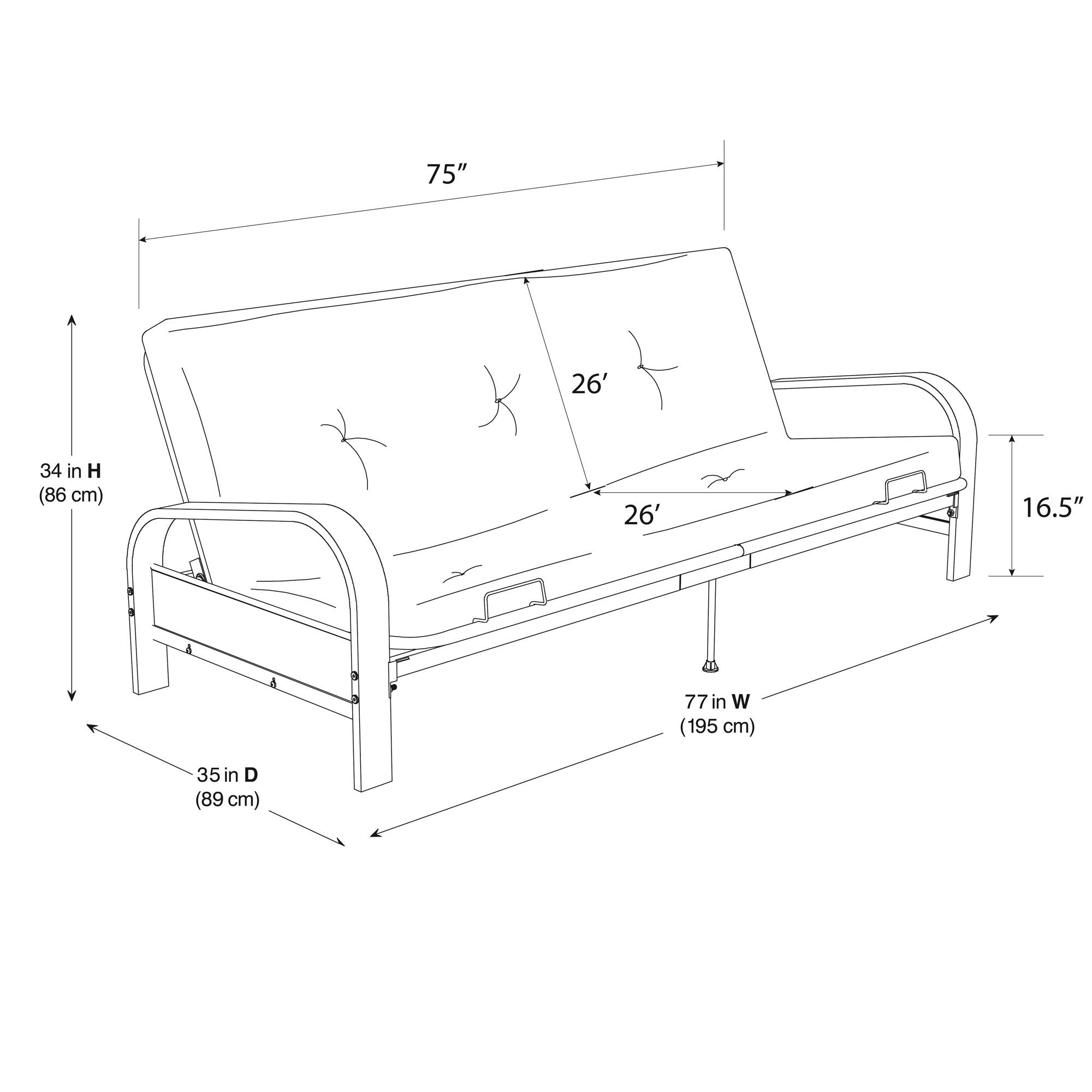 DHP Cleo Futon Set with Metal Frame and 6" Polyester Mattress - Green - Full