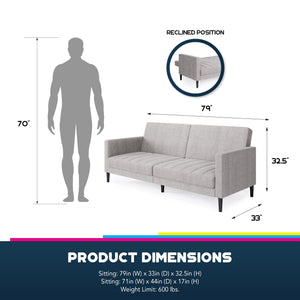 DHP Farnsworth Futon Sofa Bed - Light Gray