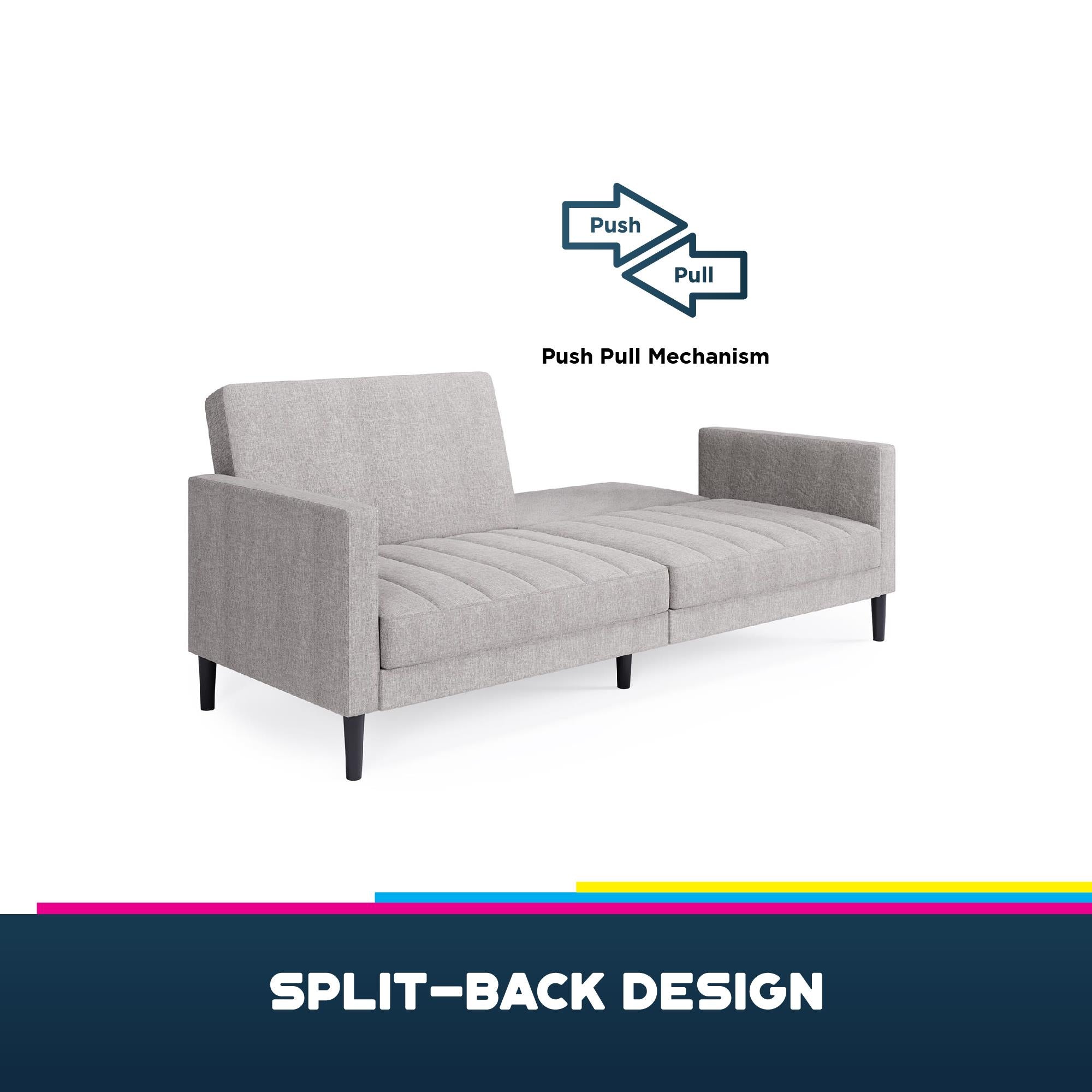 DHP Farnsworth Futon Sofa Bed - Light Gray