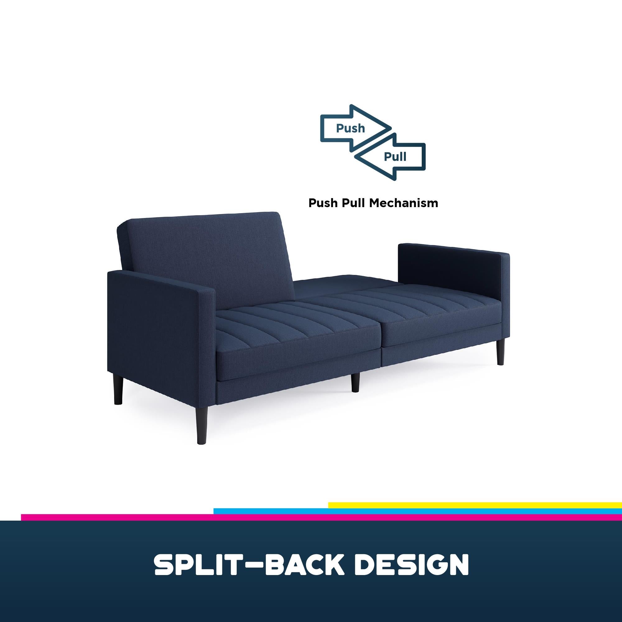 DHP Farnsworth Futon Sofa Bed - Navy