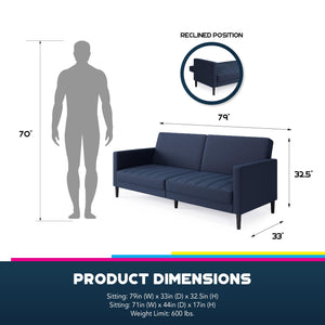 DHP Farnsworth Futon Sofa Bed - Navy