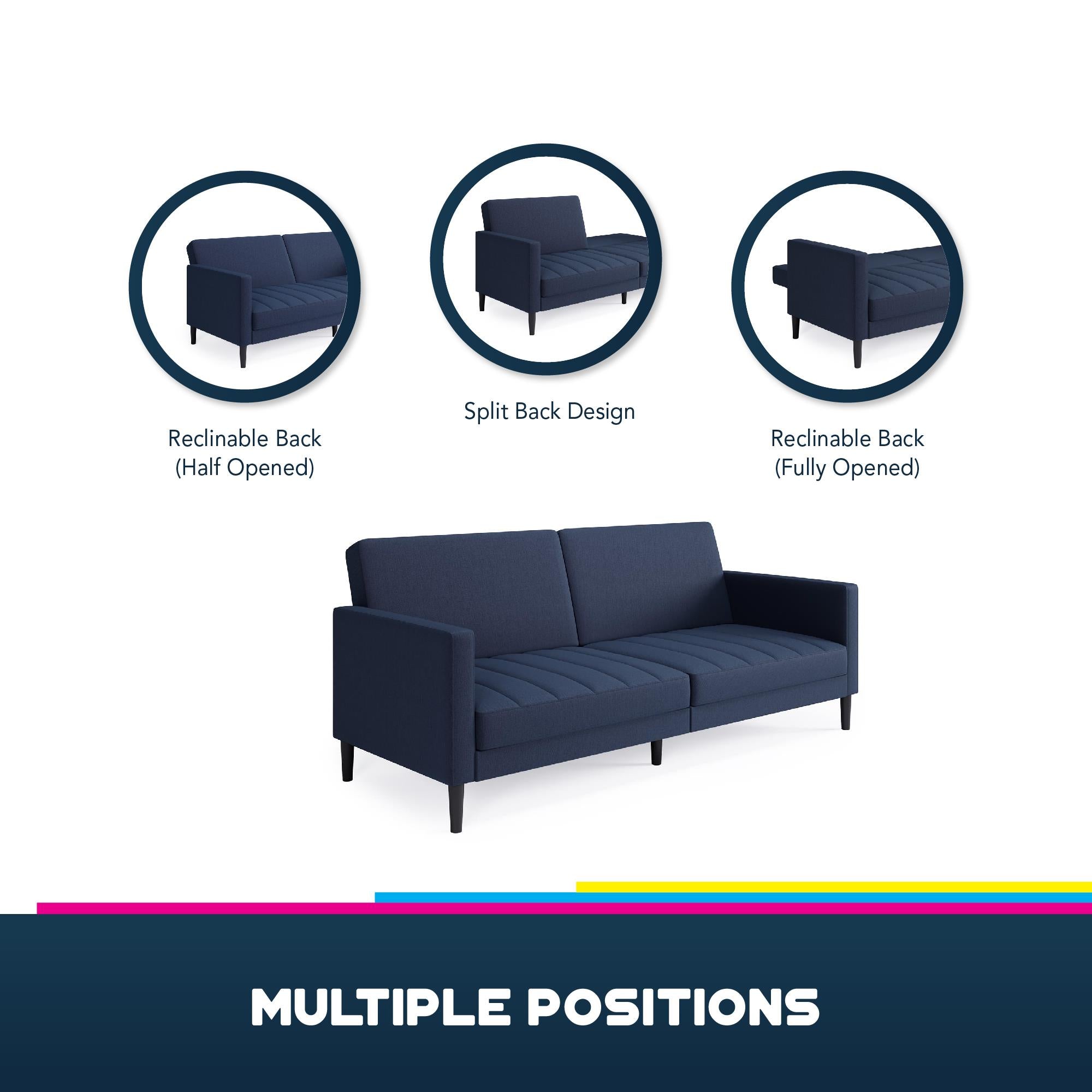 DHP Farnsworth Futon Sofa Bed - Navy