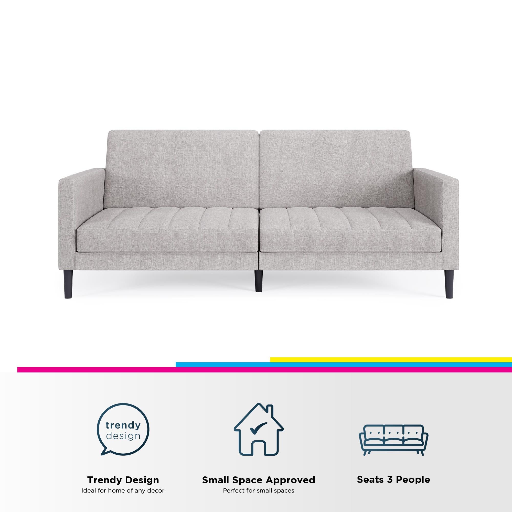 DHP Farnsworth Futon Sofa Bed - Light Gray