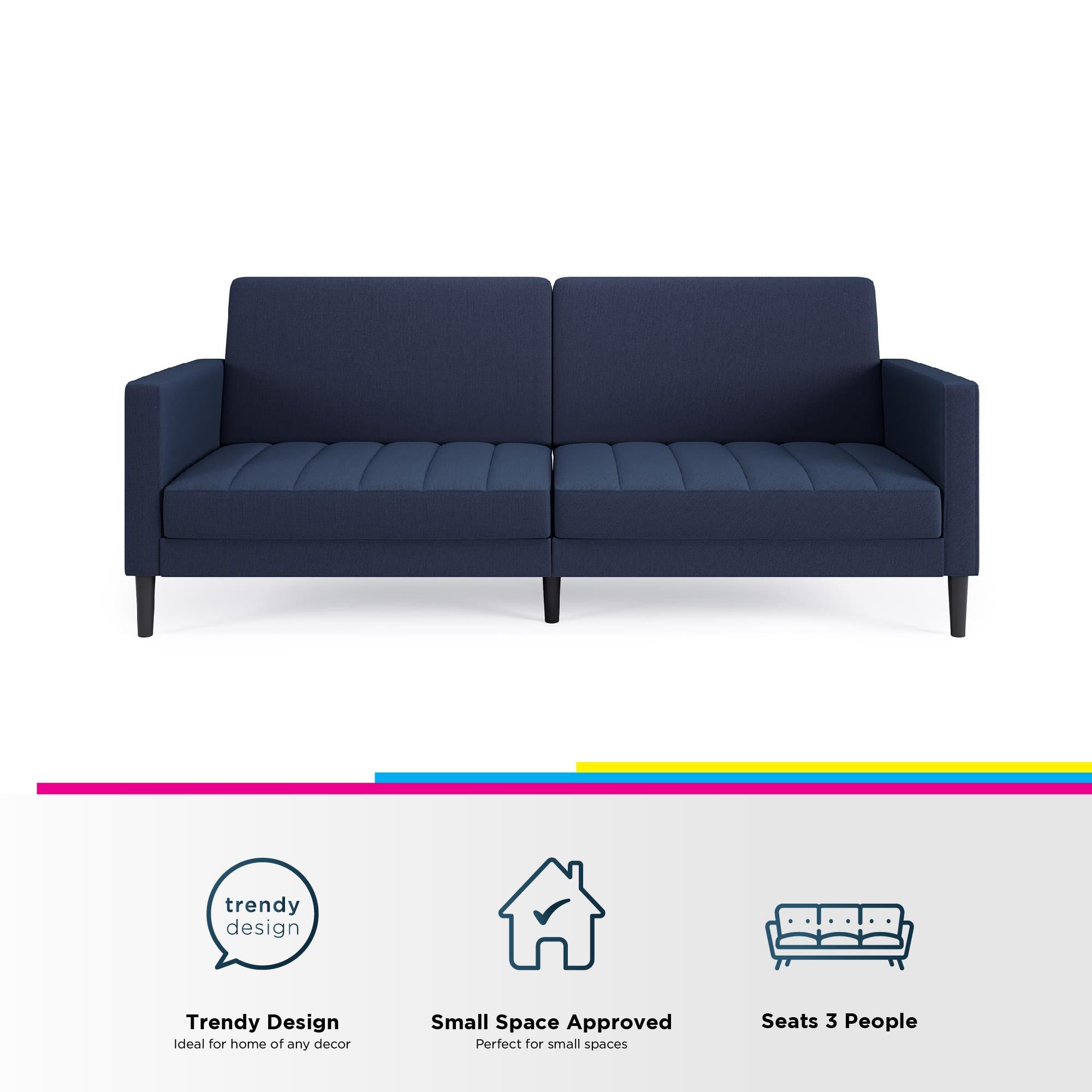 DHP Farnsworth Futon Sofa Bed - Navy