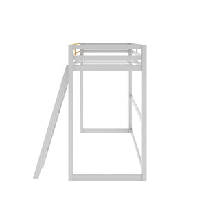 Max & Finn Haven Twin Metal Loft Bed, Dove Gray & Gold - Dove Gray - Twin