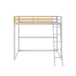 Max & Finn Haven Twin Metal Loft Bed, Dove Gray & Gold - Dove Gray - Twin