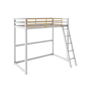 Max & Finn Haven Twin Metal Loft Bed, Dove Gray & Gold - Dove Gray - Twin